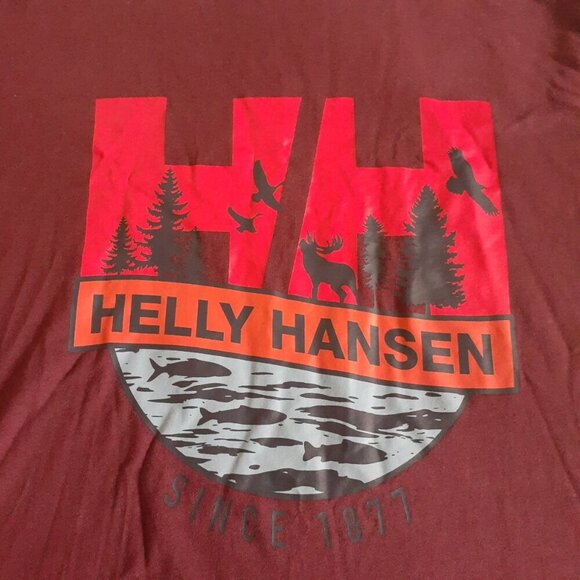 Helly Hansen Men's Size 2XL Burgundy Forest Graphic Crew Neck T-Shirt - Picture 5 of 10